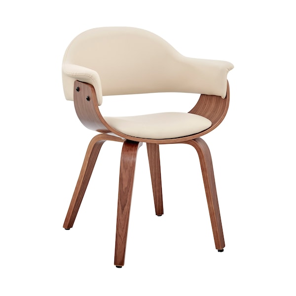 Armen Living Adalyn Cream Faux Leather and Walnut Wood Dining Room Accent Chair LCADCHWACR - main